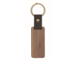 Porte-clés rectangulaire en bois avec un détail en simili cuir couleur bois
