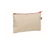 Trousse de toilette en coton bio, fermeture éclair colorée, 340g/m² couleur rouge