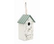 Nichoir pour oiseaux en bois avec un motif floral couleur blanc