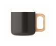 Tasse en acier inoxydable recyclé avec poignée en bois, 350ml couleur noir