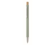 Stylo en aluminium recyclé avec bouton poussoir bambou, encre bleue couleur vert menthe