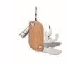 Porte-clés en bois d'acacia avec 7 outils et lumière LED couleur bois