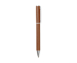 Stylo en aluminium recyclé avec mécanisme rotatif et encre bleue couleur marron