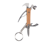 Porte-clés en bambou avec fonction multi-outils en forme de marteau couleur marron