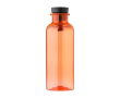 Bouteille en RPET poignée en caoutchouc et détail en bambou, 500 ml couleur orange