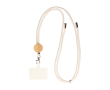Lanyard et porte-badge en corde de coton avec détail en bambou couleur kaki
