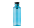 Bouteille en RPET poignée en caoutchouc et détail en bambou, 500 ml couleur bleu ultramarine