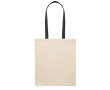 Sac en coton couleur naturelle avec longues anses colorées, 140 g/m² couleur noir