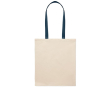 Sac en coton couleur naturelle avec longues anses colorées, 140 g/m² couleur bleu