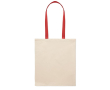 Sac en coton couleur naturelle avec longues anses colorées, 140 g/m² couleur rouge