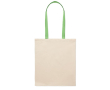 Sac en coton couleur naturelle avec longues anses colorées, 140 g/m² couleur vert lime