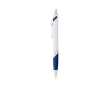 Stylo en plastique blanc avec détail de couleur et encre bleue couleur bleu