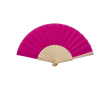 Éventail à main fabriqué en bois et polyester avec design uni couleur rose