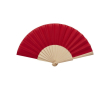 Éventail à main fabriqué en bois et polyester avec design uni couleur rouge