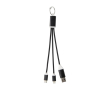 Câble de chargement 4 en 1 en aluminium recyclé avec porte-clés inclus couleur noir