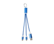 Câble de chargement 4 en 1 en aluminium recyclé avec porte-clés inclus couleur bleu roi