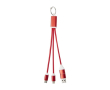 Câble de chargement 4 en 1 en aluminium recyclé avec porte-clés inclus couleur rouge