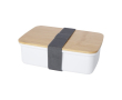 Boîte à lunch en plastique recyclé avec couvercle en bambou couleur blanc