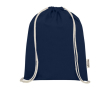 Sac en coton recyclé résistant avec cordons 140 g/m² couleur bleu marine