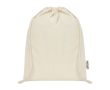 Sac en coton recyclé résistant avec cordons 140 g/m² couleur naturel