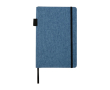 Carnet avec couverture tissu RPET et porte-stylo A5 feuilles lignées couleur cyan