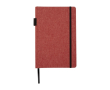 Carnet avec couverture tissu RPET et porte-stylo A5 feuilles lignées couleur saumon