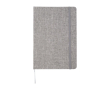 Carnet à couverture rigide en coton recyclé A5 feuilles lignées couleur gris
