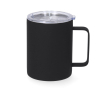 Tasse isotherme acier inoxydable, caoutchouc et couvercle, 400 ml couleur noir