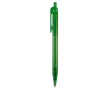 Stylo transparent en plastique avec détail sur le bouton-poussoir couleur vert transparent