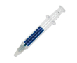 Marqueur transparent forme de seringue et encre colorée à l'intérieur couleur bleu transparent