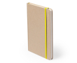Carnet en carton recyclé, élastique coloré, feuilles lisses format A5 couleur jaune