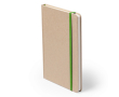 Carnet en carton recyclé, élastique coloré, feuilles lisses format A5 couleur vert