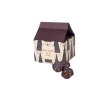 Petite maison de Noël avec bonbons de prunes enrobées de chocolat couleur blanc