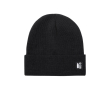 Bonnet en maille polyester RPET avec revers sur le devant couleur noir