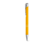 Stylo avec logo en alu avec corps caoutchouté et encre noire Glober couleur jaune