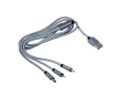 Set de câbles de charge plusieurs connecteurs et longueur de 95 cm couleur argenté