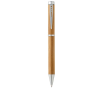 Stylo en bambou avec mécanisme rotatif et clip en métal, encre bleue couleur naturel