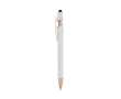 Stylo en aluminium recyclé mat avec embout tactile et encre bleue couleur blanc