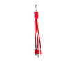 Set de câbles de charge 3 en 1 avec mousqueton pour le transport couleur rouge