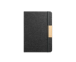 Cahier A5 rigide en bambou et RPET avec fermeture, pages lignées couleur noir