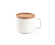 Mug en céramique avec couvercle en bambou couleur blanc