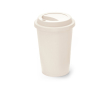 Tasse à emporter en plastique réutilisable avec couvercle 450ml couleur blanc cassé