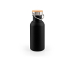 Bouteille en acier inoxydable avec bouchon en bambou et anse 580ml couleur noir