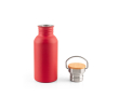 Bouteille en acier inoxydable avec bouchon en bambou et anse 580ml couleur rouge