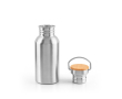 Bouteille en acier inoxydable avec bouchon en bambou et anse 580ml couleur argenté mat