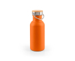 Bouteille en acier inoxydable avec bouchon en bambou et anse 580ml couleur orange