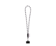 Cordon tubulaire avec mousqueton et support téléphone 6,5 x 4,1 cm couleur blanc/noir