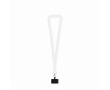 Tour de cou recyclé avec mousqueton et support téléphone 2 cm couleur blanc