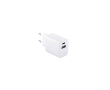Adaptateur secteur en plastique recyclé avec deux ports USB couleur blanc