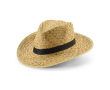 Chapeau en paille naturelle avec ruban décoratif sublimé couleur noir
